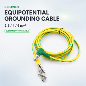 Câble de mise à la terre équipotentielle personnalisé pour hôpital, câble d'égalisation de potentiel DIN 42801, fil médical rétractable en spirale à angle droit - Product Image 1