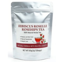 Tisane de Roselle et de Cynorhodon – 20 Sachets en Bouteille – Vente en Gros pour Boutiques de Thé, Cafés, Hôtels, Restaurants et Distributeurs de Cadeaux