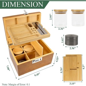 Viking Factory Bamboo <b>Makeup</b> Organizer Wooden Storage <b>Box</b> With Combination Lock Desktop Organizer For Beauty Essentials - Product Image 2