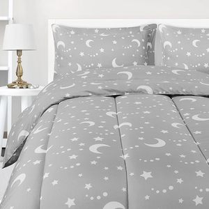 3 Pcs Tất Cả Các Mùa Trăng Sao Comforter <span class=keywords><strong>Set</strong></span> Với 2 Gối Shams, 3-Mảnh Mềm Chải Sợi Nhỏ Trẻ Em Bộ Đồ Giường Bộ - Product Image 1