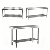 Plan de travail en acier inoxydable poli sans soudure, robuste, anti-rayures, table pratique pour hôtel, cuisine commerciale
