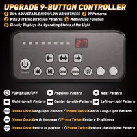 Nueva Barra de Luces Estroboscópicas de Emergencia Pinzhi de 47 Pulgadas y 282 LED de Perfil Bajo, Universal para Techo, Seguridad, Tráfico, Advertencia de Peligro, 1 Año de Garantía