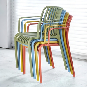 Set di Sedie da Esterno per Patio con Schienale, Impilabili, <span class=keywords><strong>in</strong></span> <span class=keywords><strong>Plastica</strong></span>, Design Moderno, Arredamento per Casa, Balcone, Soggiorno, Negozi di Tè e Caffè - Product Image 1