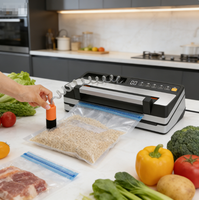 Sellador de Alimentos al Vacío 2 en 1 con Manguera de Vacío Integrada, Rodillo de Soldadura Doble y Bolsas de Vacío para Alimentos