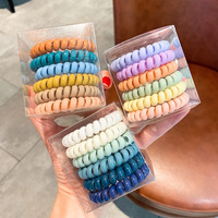 Élastiques à cheveux spirale personnalisables en forme de fil téléphonique, 6 pièces/boîte, pour femmes et filles, échantillon rapide, chouchous en fil téléphonique