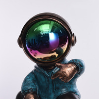 Bureau Cosmonaute Bronze Statue Espace Astronaute Lune Spaceman Sculpture Résine Arts Enfant Cadeaux Ornement Chambre Décor pour Hommes