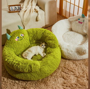 Длинные волосы зимние теплые зеленые милые кровати для собак оптом моющиеся кровати для домашних животных - Product Image 5