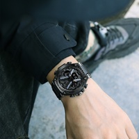 Montre-bracelet numérique sportive SMAEL 8087 étanche avec alarme, affichage analogique double fuseau horaire lumineux, calendrier, chronomètre, résistance à l'eau 50 bars