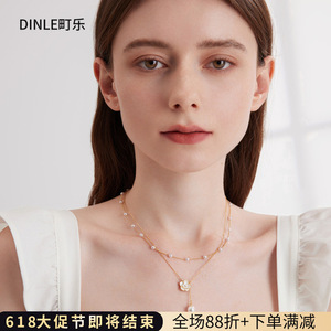 DINLE สร้อยคอมุกคาเมลเลียสองชั้นเกรด AAA สร้อยคอผู้หญิงดีไซน์หรูหราสำหรับสวมใส่ทุกวัน - Product Image 4