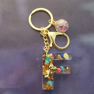 <span class=keywords><strong>Porte</strong></span>-<span class=keywords><strong>clés</strong></span> lettre époxy feuille d'or turquoise <span class=keywords><strong>porte</strong></span>-<span class=keywords><strong>clés</strong></span> lettre initiale avec pompon, <span class=keywords><strong>porte</strong></span>-<span class=keywords><strong>clés</strong></span> cristal fait main résine artisanat bijoux - Product Image 5