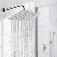 Pommeau de douche mural en acier inoxydable chromé, design moderne, 8 pouces, à pression accrue, accessoires de robinetterie pour salle de bain