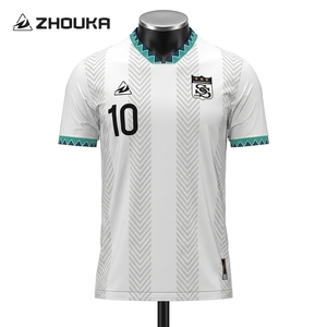 Maglia da Calcio Personalizzata di Alta Qualità, Traspirante, Bianca con Stampa <span class=keywords><strong>in</strong></span> Sublimazione, Manica Corta, Resistente, Collo a V, Uniforme da Calcio per Uomo - Product Image 1