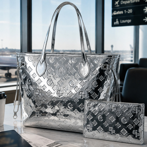 OEM ODM Custom Vegan Leather Tote Bag Women Large Capacity PU <b>Purse</b> Handbag with Embossed Design - Product Image 1