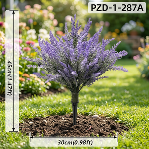 Boule de lavande artificielle violette avec piquet de fixation au sol, fausse plante ronde pour aménagement paysager extérieur, jardin et cour, vente en gros - Product Image 3