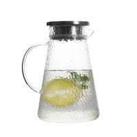 Carafe à eau froide en verre transparent épaissi à motif martelé, design moderne et écologique, ensemble de récipients carrés pour jus et lait domestiques