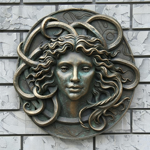 Décoration de jardin de luxe pour la maison, art antique, <span class=keywords><strong>plaque</strong></span> murale en bronze avec relief de tête de Méduse, statue, sculpture - Product Image 2