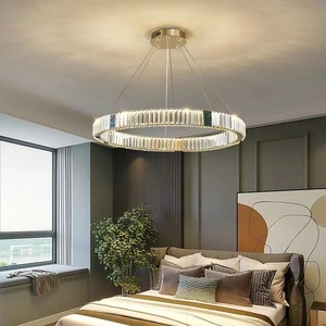 Wholesale Modern LED Crystal Chandelier Dimmable Ring Pendant <b>Lights</b> <b>for</b> Living <b>Room</b> Remote Control Middle Sizes - Product Image 1