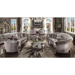 Set di Divani di Lusso in Stile Europeo Vintage, Struttura in Legno Massello Artigianale, Elegante Tessuto, Arredamento <span class=keywords><strong>Classico</strong></span> per <span class=keywords><strong>Soggiorno</strong></span> - Product Image 3