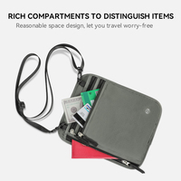Dompet leher perjalanan penyimpan paspor kantong leher barang berharga aman memblokir RFID