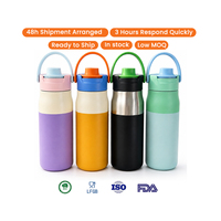 Bouteille d'eau sport isotherme sous vide en acier inoxydable 316 de 700 ml avec couvercle à paille et poignée de transport pour voyage, bureau, école