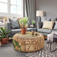 Petite table basse d'angle nordique moderne avec rotin véritable Design créatif Meubles de maison simples pour le salon