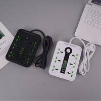 Regleta de Enchufes Universal con 6 Tomas de Corriente, 4 Puertos USB-A + 2 Puertos USB-C de Carga Rápida, Uso Industrial, 10A, Cable de 2m, IP22