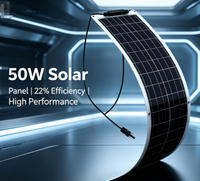 Panneau solaire flexible XXR-OEM ultra-mince 50W, taux de conversion 22%, étanche, mono PV, 210mmx210mm, pour toit courbé, yacht, réseau