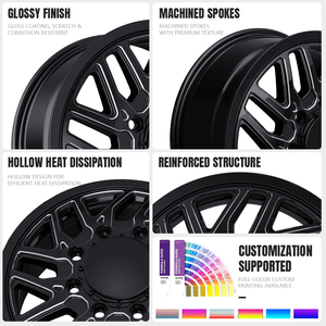 Rines SPEED MEGA de aleación negra para camionetas y SUV 26x12J 26x14J, rines de repuesto con cara mecanizada - Product Image 5