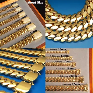 Wholesale Custom Jewelry Manufacturer 18k Gold Plated <strong>Titanium</strong> 20mm Thick Necklace Bracelet Miami Cuban Link <strong>Chain</strong> for Men - Product Image 6