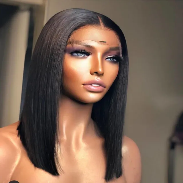 Celebrity Wigs Top quality Fashion Human Hair Bob Style full lace Wig natural Color full Lace Wig for Black Woman