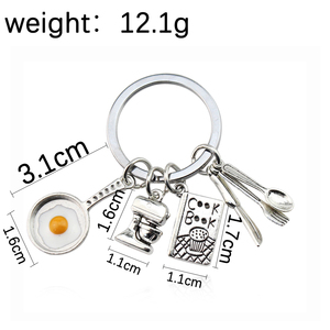 Nuevo Llavero de Cocina, Llavero con Diseño de Utensilios de Cocina, Sartén para Huevos Fritos, Batidora, Libro de Cocina, Vajilla, para Regalos de Chef, Joyería Hecha a Mano - Product Image 2