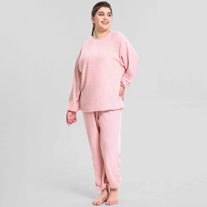 <strong>Women's</strong> Plus Size Two-Piece Winter Warm <strong>Fluffy</strong> Fleece Sleepwear Soft Loungewear Elastic Waist Cute <strong>Pyjamas</strong> for Sleep Lounging - Product Image 2