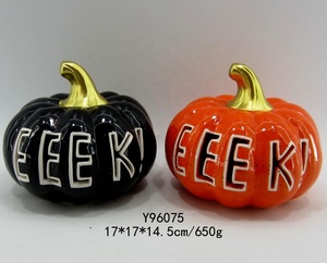 Décoration d'Halloween 2020, 3 citrouilles en céramique - Product Image 5
