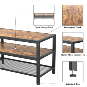 Mobile <span class=keywords><strong>TV</strong></span> Industriale Ecologico per <span class=keywords><strong>TV</strong></span> da 65/70 Pollici, Consolle Lunga Bicolore con Presa di Corrente, 3 Ripiani Aperti, Facile Montaggio - Product Image 5