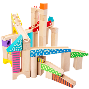 Ensemble de blocs de construction en bois pour enfants <span class=keywords><strong>avec</strong></span> piste à <span class=keywords><strong>billes</strong></span>, jouet éducatif pour garçons et filles de 5 à 7 ans, écologique, non toxique, <span class=keywords><strong>avec</strong></span> glissière de montage en tuyauterie - Product Image 6