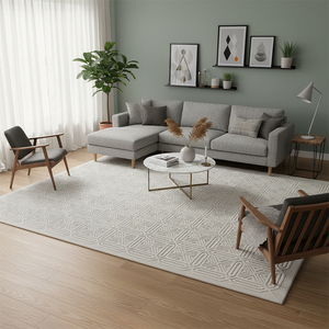 Alfombras de área grande esponjosas de lana con mechones a mano personalizadas de lujo, Alfombra de pila de bucle para sala de estar y dormitorio - Product Image 1