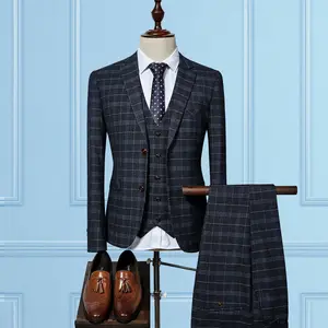Pronto per la spedizione di alta qualità Plaid grossista <span class=keywords><strong>3</strong></span> <span class=keywords><strong>pezzi</strong></span> abiti formali da <span class=keywords><strong>uomo</strong></span> - Product Image 1