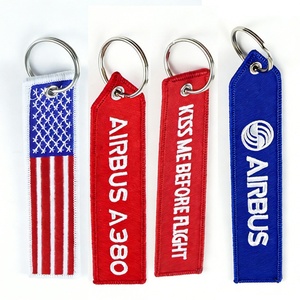 <b>Customized</b> Printed Commercial Promotainal Gift <b>Key</b> Ring Embroidered Woven Label Keychain - Product Image 2