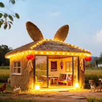 Cabane créative traditionnelle en forme de lapin avec toit en chaume, grand gazebo extérieur pour zones panoramiques et fermes, maisonnette en HDPE et EPS