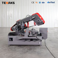 Scie à ruban horizontale pour métaux TENAKS PX-28/45S, 0-60 degrés d'angle, étau hydraulique, machine à couper l'acier avec moteur 3.0kW