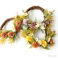 Guirlande de fleurs artificielles d'automne, style nordique, à suspendre à la porte, décoration murale et de porte, polyester, pour mariage/fête