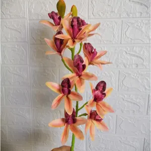 wholesale Top quality Real Touch PE Faux Flower single stem 10 heads 2 buds multiple colors Orchid for Valentine Decor Gift