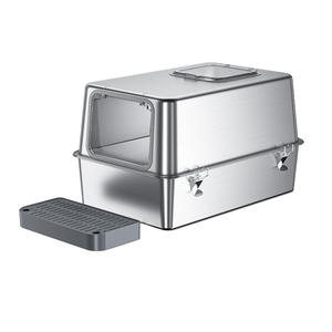 กระบะทรายแมวสแตนเลสทรงสี่เหลี่ยม 20 ลิตร แบบปิดมิดชิด ทำความสะอาดง่าย สำหรับแมวโต - Product Image 2