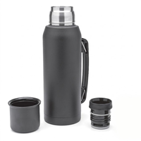 Botella de Agua de Gran Capacidad con Aislamiento al Vacío de Acero Inoxidable 304 de 1000 ml para Acampar al Aire Libre, con Asa Retráctil Integrada