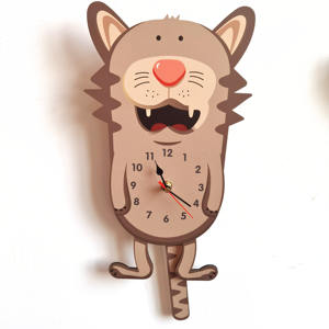 Reloj de Pared de Péndulo de Madera de Diseño Único, Movimiento Súper Silencioso, Reloj Infantil de Aprendizaje Temprano, Reloj de Pared de Alta Precisión para Niños - Product Image 1