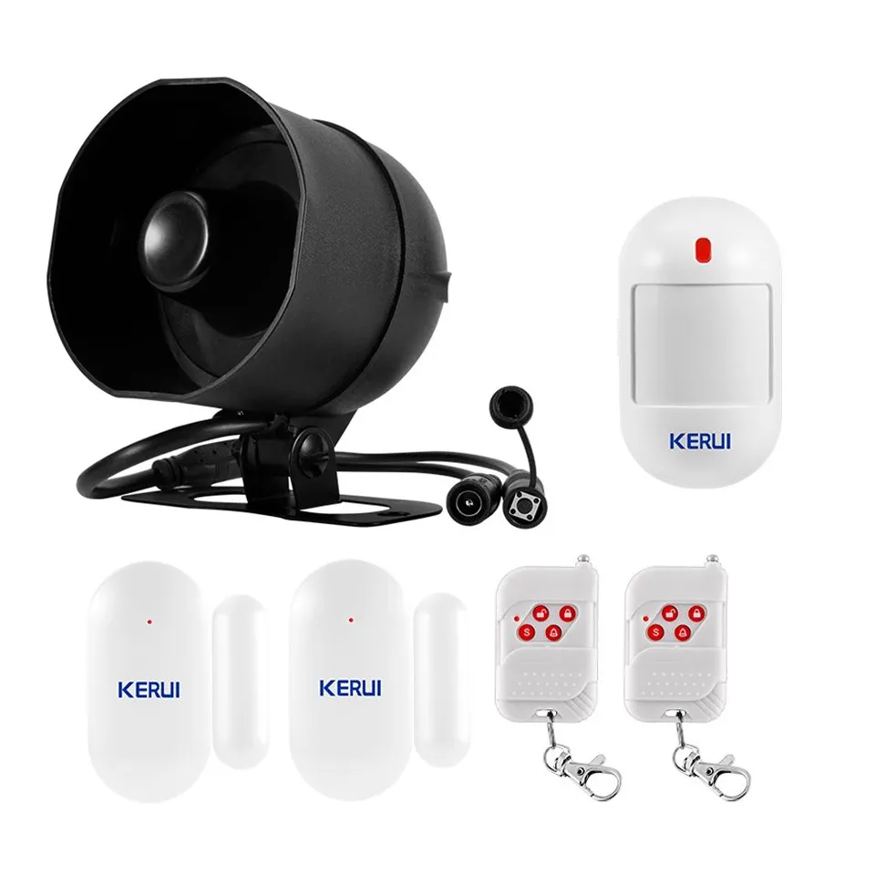 KERUI Kit Speaker Alarm Tuya WiFi, sirene luar ruangan suara besar kendali jarak jauh sensor pintu PIR sistem Alarm nirkabel keamanan rumah