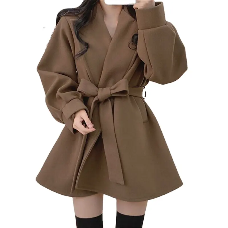 New Styles Winter Super Hot Sales Solid Color Elegant Wool Coat Women Trench Coat Women's Coats