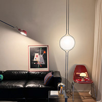 Base de Lámpara de Pie Artística Posmoderna con Altura Ajustable, LED de Alto CRI 95, Acero Inoxidable, para Hotel, Sala de Estar, Dormitorio