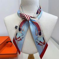 Foulard en twill effet soie, bandanas, foulard de cou, rubans pour sac à poignée longue à motifs, foulard pour cheveux, foulards de tête pour femmes, foulard de poignée