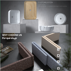 Lavabo mural en pierre composite noire, lavabo en pierre moulée pour salle de bain, plan de travail en surface solide pour lavabo à <span class=keywords><strong>main</strong></span> - Product Image 6